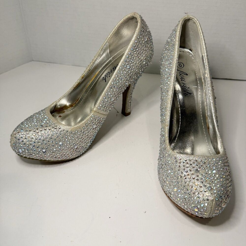 Flourish Cinderella AB Crystal Rhinestone Pumps Size 6 Silver Bridal Wedding - Picture 2 of 5